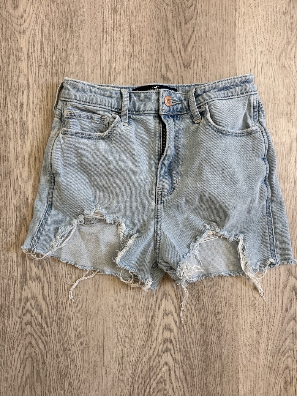 Hollister Light Wash Ripped Denim Shorts